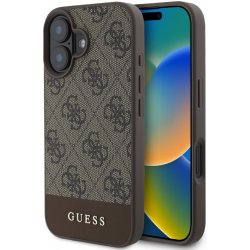 Guess PU 4G Stripe Zadní pro iPhone 16 Brown