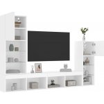 vidaXL 4dílná obývací stěna s LED osvětlením bílá kompozitní dřevo 3216647 – Sleviste.cz