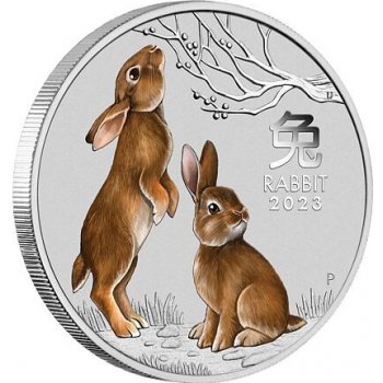 Perth Mint Lunární série III. stříbrná mince Year of the Rabbit Rok králíka Color 1 Oz