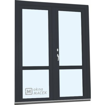 Kömmerling balkonové dveře 70 AD s příčkou O+OS klapačka levé antracit/bílá 150 x 220 cm oboustranná klika + FAB + hliník – Hledejceny.cz
