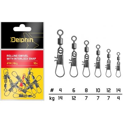 Delphin Obratlík S Karabinkou Rolling Swivel With Micro Snap vel.6 12kg 10ks – Hledejceny.cz