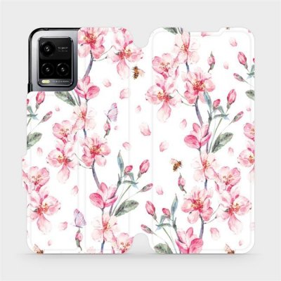 Pouzdro Mobiwear Flip Vivo Y33s - M124S Růžové květy