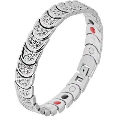 Šperky Eshop ocelový stříbrné barvy půlkruhy motiv kuliček magnety SP23.16