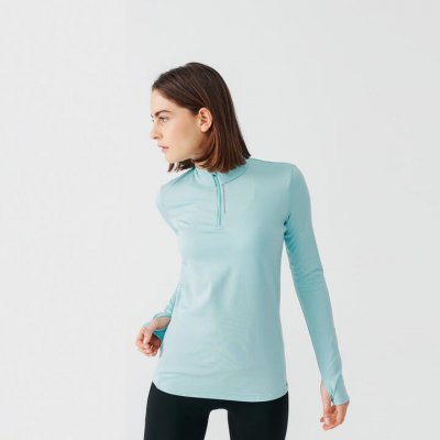 Kalenji Dámské běžecké hřejivé tričko s dlouhým rukávem a zipem u krku Warm modrá