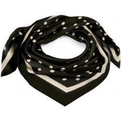 Saténový šátek s puntíky a lemem černá