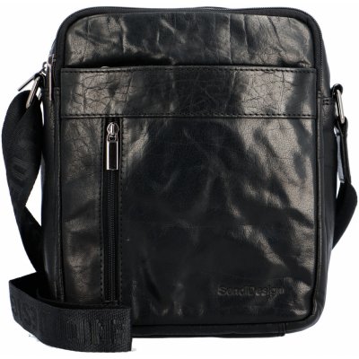 SendiDesign pánská kožená taška přes rameno černá Lennon B černá
