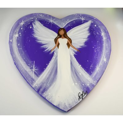Obraz Anděl fialový ve tvaru srdce – Zboží Mobilmania