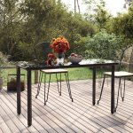 OMAXI 178934 Zahradní jídelní stůl černý 200x100x74 cm ocel a tvrzené sklo – Hledejceny.cz