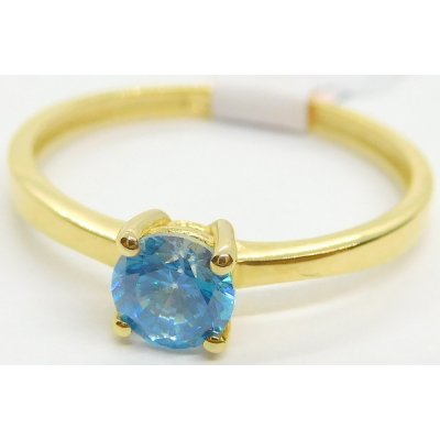 Klenoty Budín Dámský zásnubní prsten ze žlutého zlata s modrým topazem HK1117 – Zboží Mobilmania