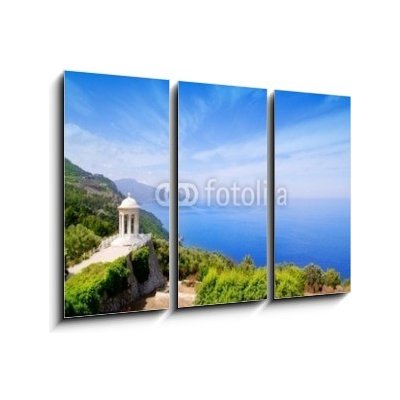 Obraz 3D třídílný - 105 x 70 cm - es Galliner gazebo in Son Marroig over Majorca sea es Gallinerský altán v Son Marroig nad mořem na Mallorce – Zboží Mobilmania