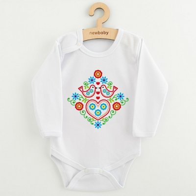 Dětské body s potiskem New Baby Lidový vzor ptáčci – Sleviste.cz
