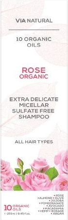 Via natural Micelární šampon na jemné vlasy s bio růží 250 ml