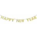Talking Tables Papírová girlanda Happy New Year 2 m zlatá barva papír – Zboží Dáma