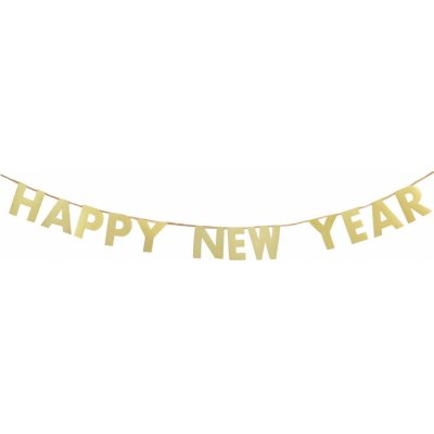 Talking Tables Papírová girlanda Happy New Year 2 m zlatá barva papír – Zboží Dáma