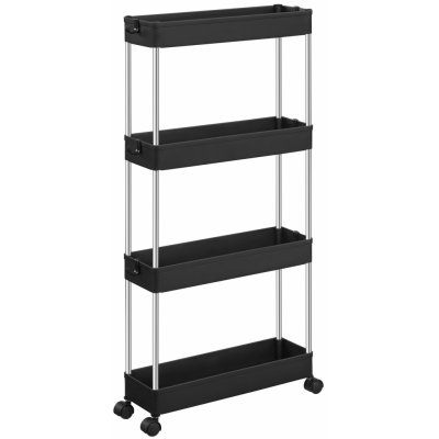 Úzký regál na kolečkách MOBIX se 4 košíky, černý – Zboží Mobilmania
