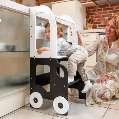 Family scl Montessori učící věž s motivem auta 3v1 Bílá Černá – Zboží Dáma