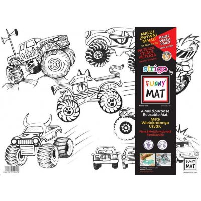 FUNNY MAT Funny Mat Podložka na kreslení Monster trucks + pastelky zdarma 489780 – Hledejceny.cz