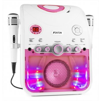 Fenton SBS20W Karaoke systém s přehrávačem CD bluetooth a mikrofony bílá barva