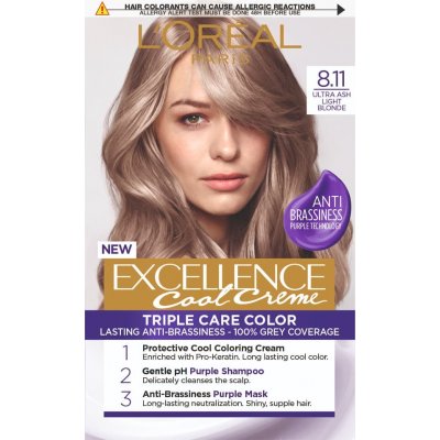 L'Oréal Paris Excellence Cool Creme 8.11 Ultra popelavá světlá blond Permanentní barva 192 ml