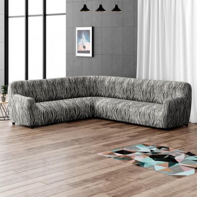 GA.I.CO bielastický potah na rohovou sedačku Universo Nový žíhaný černobílé 350 - 530 cm – Hledejceny.cz