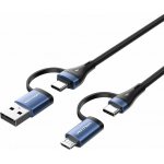 Vention CTLLF 4-in-1 Cotton Braided USB 2.0 Type-A Male + USB-C Male to USB-C Male + Micro Type-B Male – Hledejceny.cz