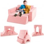 Costway Dětská modulární pohovka a bunkr Pink – Sleviste.cz