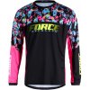 Cyklistický dres Force RECKLESS dlouhý rukáv černo-růžovo-fluo