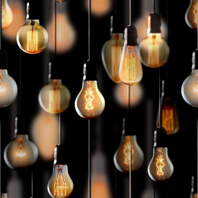 Zatemňovací látka Blackout Žárovky černé š.150cm - látka v metráži 400296-002 – Sleviste.cz