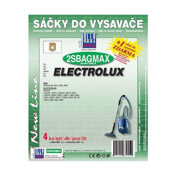 JOLLY Sáčky do vysavače 2SBAG MAX textilní 4 ks a filtry pro vysavač  ELECTROLUX S-Bag UltraOne od 175 Kč - Heureka.cz