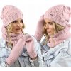Čepice Fashionweek Dámská souprava čepice šály a rukavic A9 světle růžová