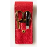 DUP Cestovní kožená manikúra 230401 červená s pozlacenými nástroji – Zboží Dáma