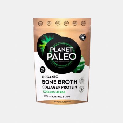Planet Paleo Organic Bone Broth Cooling Herbs Hovězí vývar a protein na citlivé zažívání 225 g – Zboží Dáma