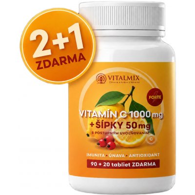 Vitalmix Vitamín C 1000 mg + šipky 50 mg FORTE 90+20 tabliet – Hledejceny.cz