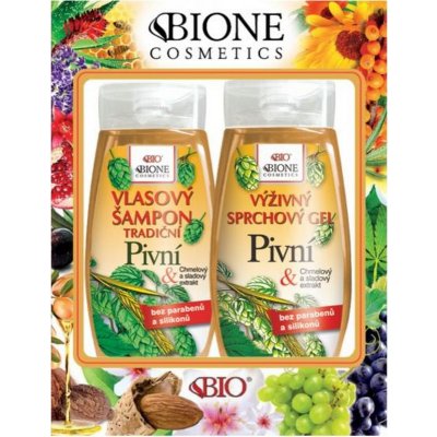 Bione Cosmetics Pivní šampon na vlasy 260 ml + sprchový gel 250 ml dárková sada