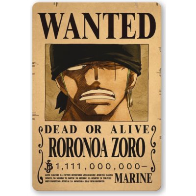One Piece Samolepka Wanted Poster Zoro – Zboží Živě