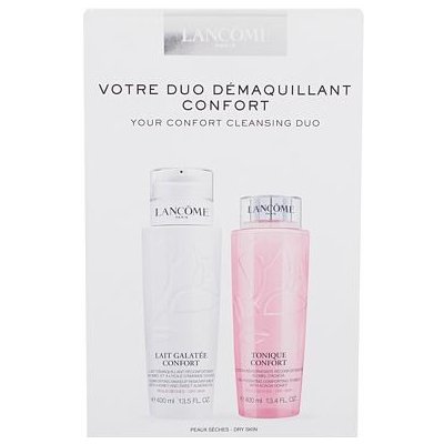 Lancôme Duo Confort čisticí pleťové mléko Lait Galatée Confort Comforting Makeup Remover Milk 400 ml + čisticí pleťová voda Tonique Confort Re-Hydrating Comforting Toner 400 ml dárková sada