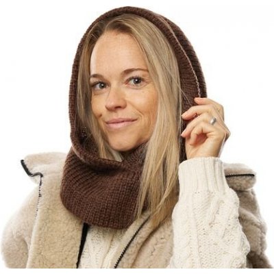 Vlnka Pletená kapuce s ovčí vlnou Merino Skandor hnědá – Sleviste.cz