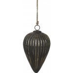 Clayre & Eef Černozlatá vroubkovaná skleněná vánoční ozdoba L - Ø 15*26 cm – Hledejceny.cz