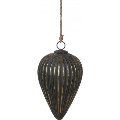 Clayre & Eef Černozlatá vroubkovaná skleněná vánoční ozdoba L - Ø 15*26 cm – Hledejceny.cz