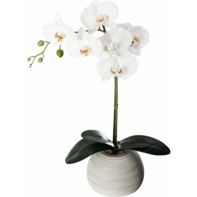 Atmosphera Bílá umělá orchidej v květináči, výška 53 cm – Zboží Mobilmania