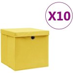 Shumee Úložné boxy s víky 10 ks 28 x 28 x 28 cm žluté