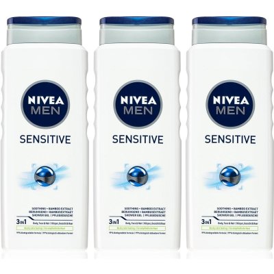Nivea Men Sensitive sprchový gel 3 x 500 ml dárková sada – Zboží Mobilmania