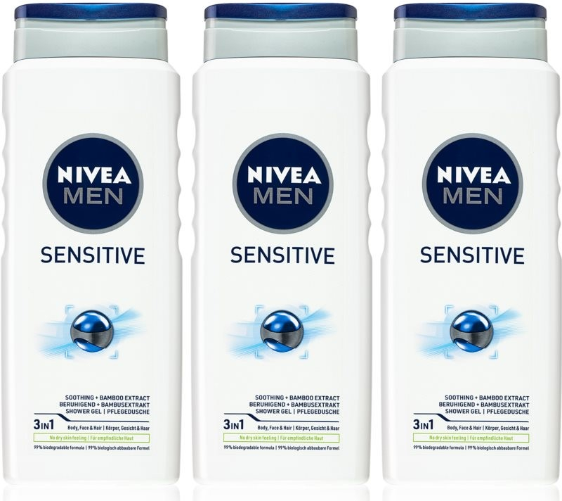 Nivea Men Sensitive sprchový gel 3 x 500 ml dárková sada