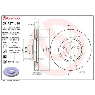 Brzdový kotouč BREMBO 09.A971.11 – Hledejceny.cz
