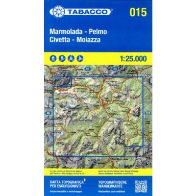 Marmolada, Pelmo, Civetta, Moiazza (Tabacco - 015) - turistická mapa | knihynahory.cz