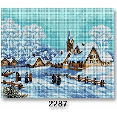 Předloha vyšívací 40 x 50 cm 2287 vesnice v zimě – Zboží Dáma