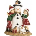 Červeno-zelená vánoční dekorace děti se sněhulákem - 13*10*16 cm - Clayre & Eef – Hledejceny.cz