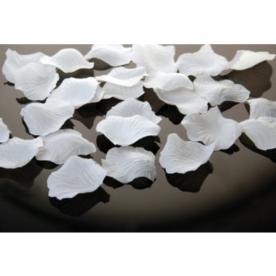 PartyDeco Plátky růží bílé - dekorační textilní plátky bílých růží na svatební výzdobu – Zboží Mobilmania