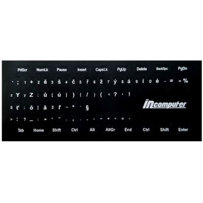 nálepky na klávesnici CS černé s bílým potiskem IC – Zboží Mobilmania
