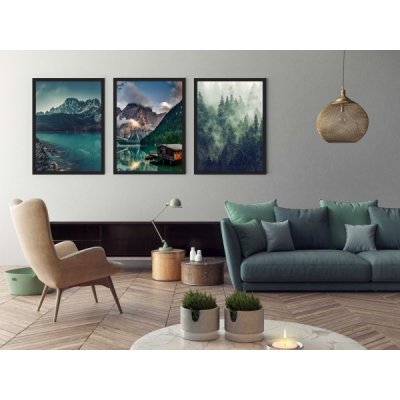 Divio Třídílny plakát hory, vzor KP093 Velikost: 50x70 cm, Rám: s bílým rámem – Sleviste.cz